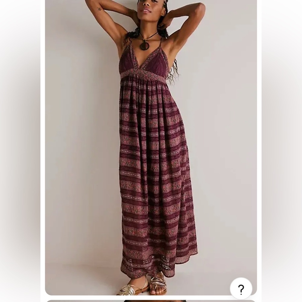 Free People Burgundy Striped Maxi Dress